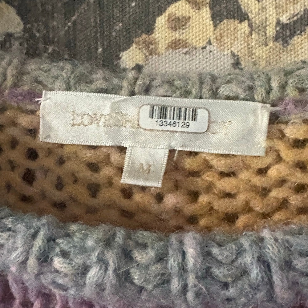LoveShackFancy Yumi Pastel Rainbow Ruffle Space Dye Knit Sweater Pink Purple - Picture 12 of 13